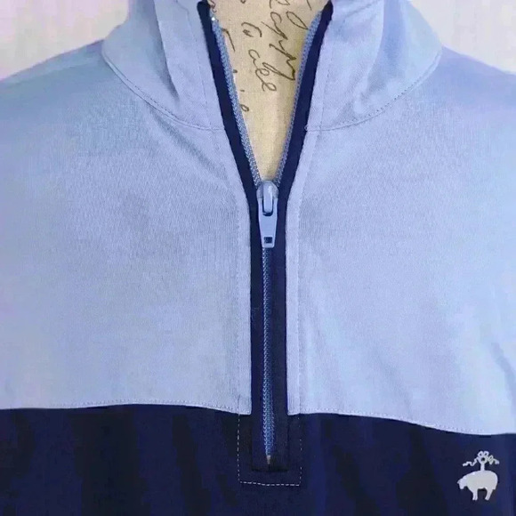 Brooks Brothers Size M two-tone blue 1/4 zip pullover - Picture 3 of 11